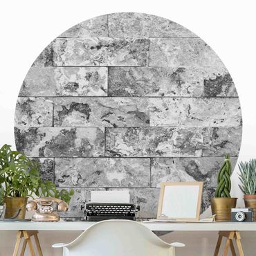 Behangcirkel Stone Wall Natural Marble Grey