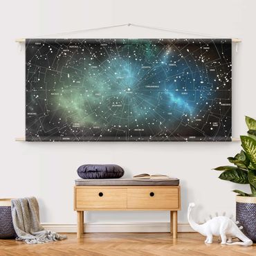 Wandtapijt - Stellar Constellation Map Galactic Nebula