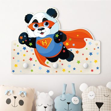 Wandkapstokken voor kinderen Super Panda With Desired Letters