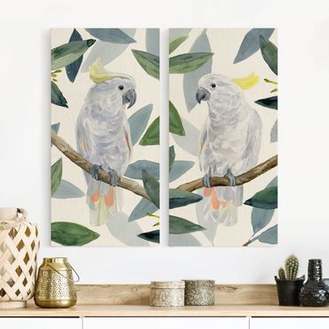 Natuurlijk canvas schilderijen - 2-delig  Tropical Cockatoo Set