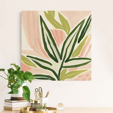 Natuurlijk canvas schilderijen Tropical Leaves Pastel
