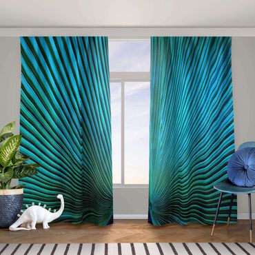 Gordijn - Tropical Plants Palm Leaf In Turquoise ll