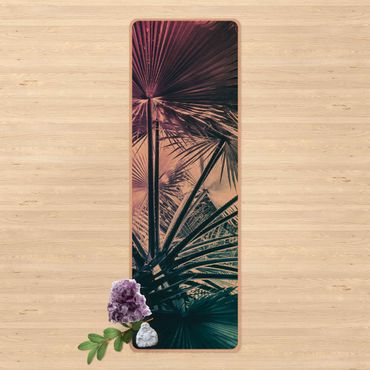 Yogamat kurk Tropical Plants Palm Leaf In Turquoise lll