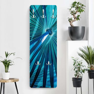 Wandkapstokken houten paneel Tropical Plants Palm Leaf In Turquoise