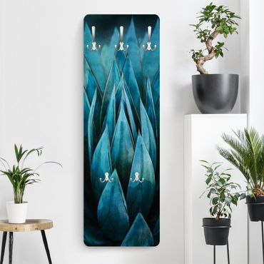 Wandkapstokken houten paneel Turquoise Succulents