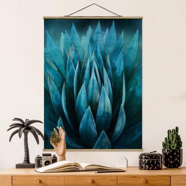 Stoffen schilderij met posterlijst Turquoise Succulents