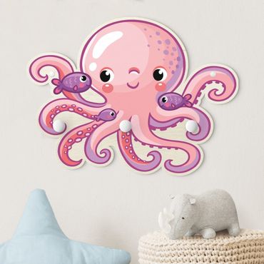 Wandkapstokken voor kinderen Underwater World - Kraken Purple Pink
