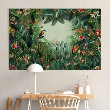 Akoestisch schilderij - Vintage Colorful Jungle