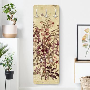 Wandkapstokken houten paneel Vintage Floral Linen Look