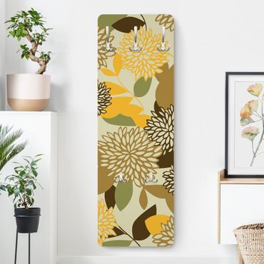 Wandkapstokken houten paneel Vintage Flowers