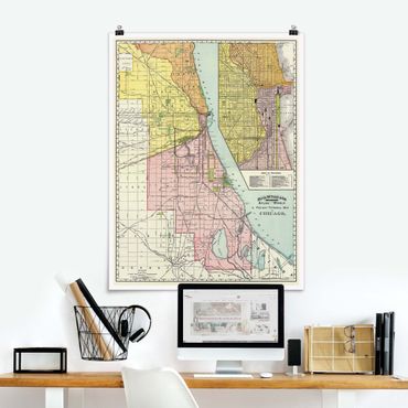 Posters Vintage Map Chicago