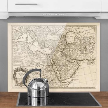 Spatscherm keuken Vintage Map The Middle East