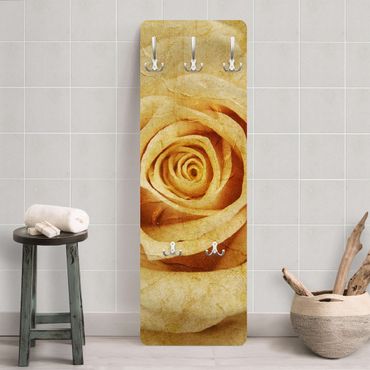 Wandkapstokken houten paneel Vintage Rose