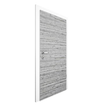 Deur behang Wooden Wall With Narrow Strips Black And White
