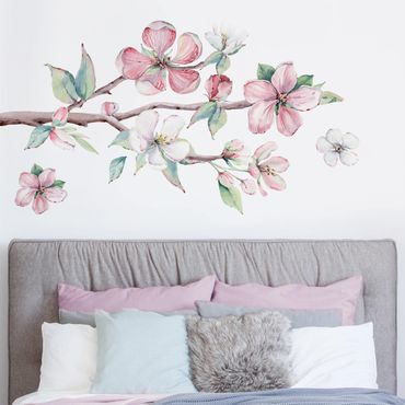 Muurstickers Cherry Blossom Branch Watercolour Set