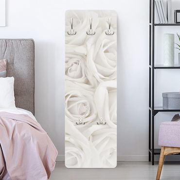 Wandkapstokken houten paneel White Roses