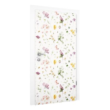 Deur behang - Wildflowers Watercolour Pattern