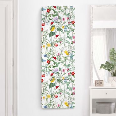 Wandkapstokken houten paneel - Wildflowers On White
