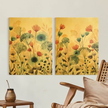 Canvas schilderijen - 2-delig  Wild Flowers In Sommer Set I