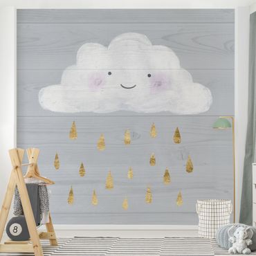 Fotobehang Cloud With Golden Raindrops