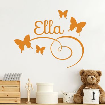 Muurstickers Butterflies With Customised Name