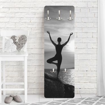 Wandkapstokken houten paneel Yoga Black