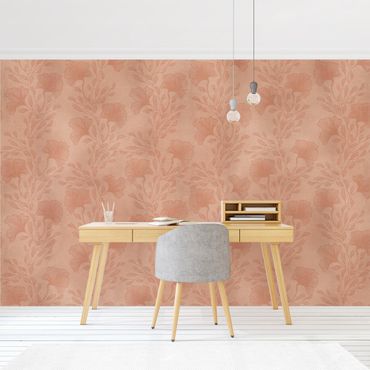 Patroonbehang Delicate Branches In Rosé Gold