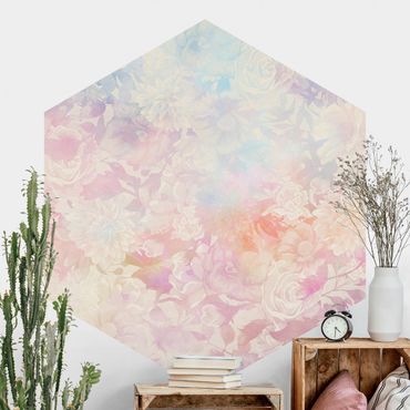 Hexagon Behang Delicate Blossom Dream In Pastel