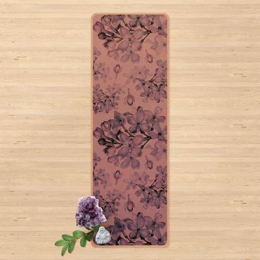 Yogamat kurk Delicate Watercolour Lilac Blossom Pattern