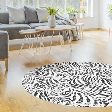 Rond vinyl tapijt Zebra Pattern In Shades Of Grey