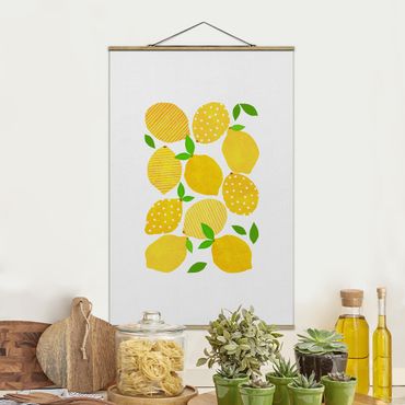 Stoffen schilderij met posterlijst Lemon With Dots