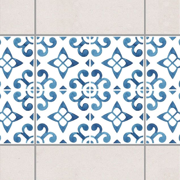 Tegelstickers Blue White Pattern Series No.5