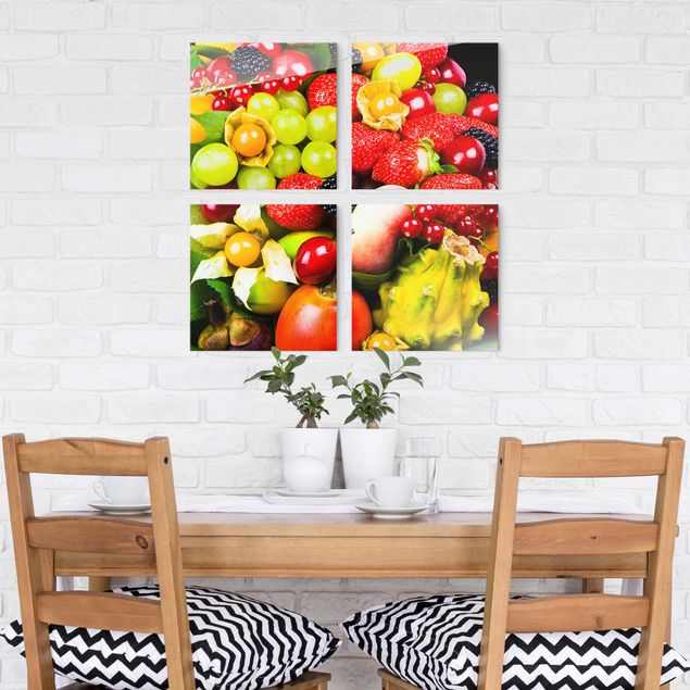 Glasschilderijen - 4-delig Tropical Fruits