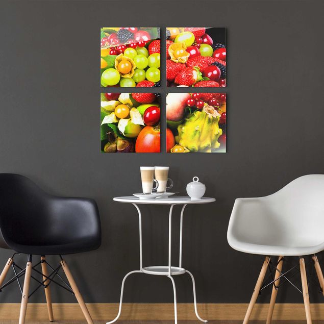 Glasschilderijen - 4-delig Tropical Fruits