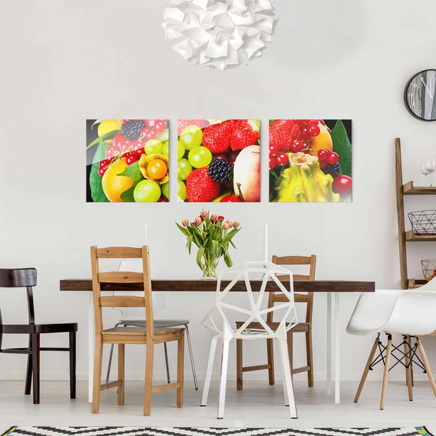 Glasschilderijen - 3-delig Fruit Basket