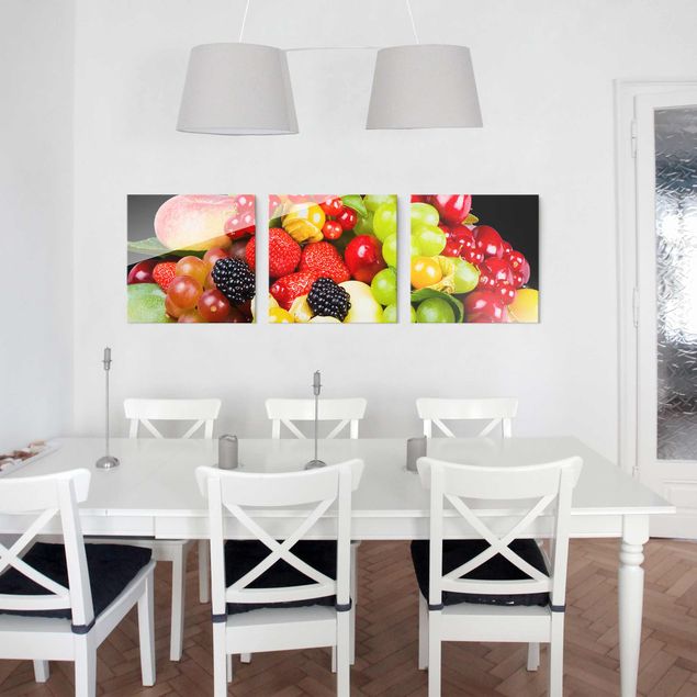 Glasschilderijen - 3-delig Fruit Mix