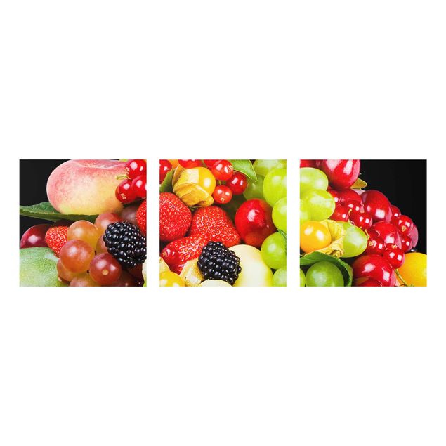 Glasschilderijen - 3-delig Fruit Mix