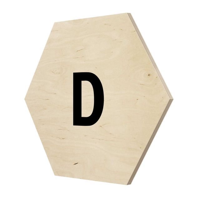 Hexagons houten schilderijen Letter White D