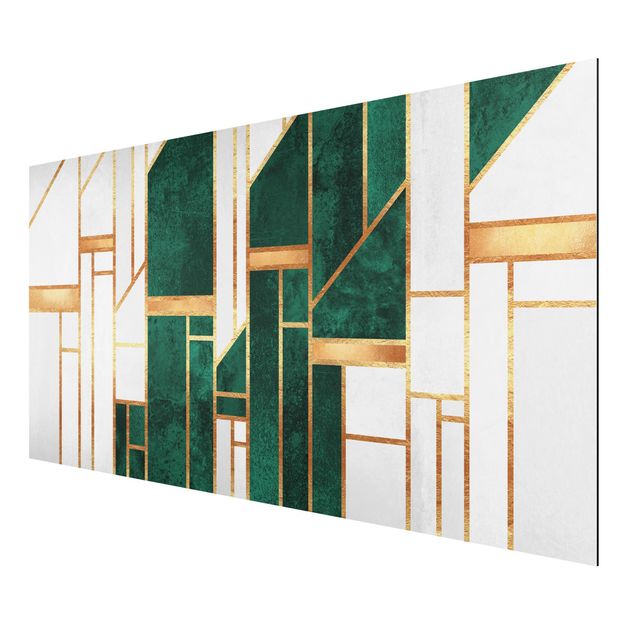 Aluminium Dibond schilderijen Emerald And gold Geometry