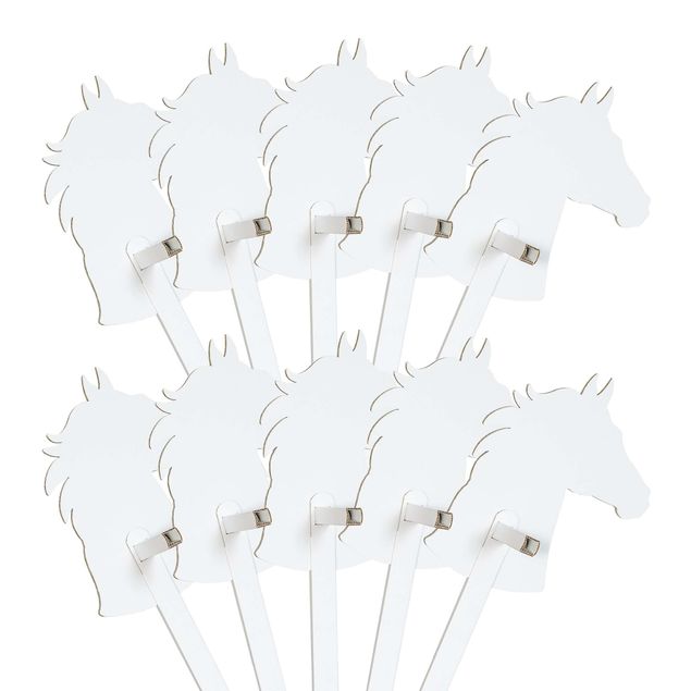 Stokpaard Set van 10 paarden wit om op te schilderen/plakken