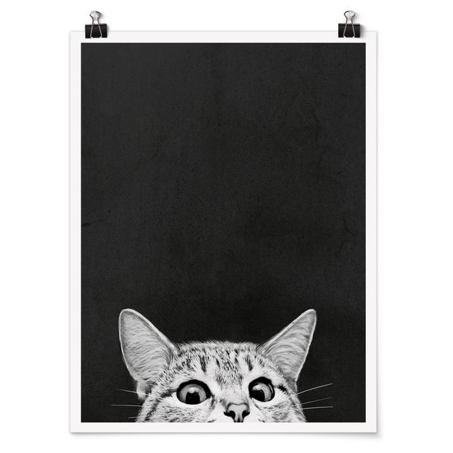 Posters Illustration Cat Black And White Drawing