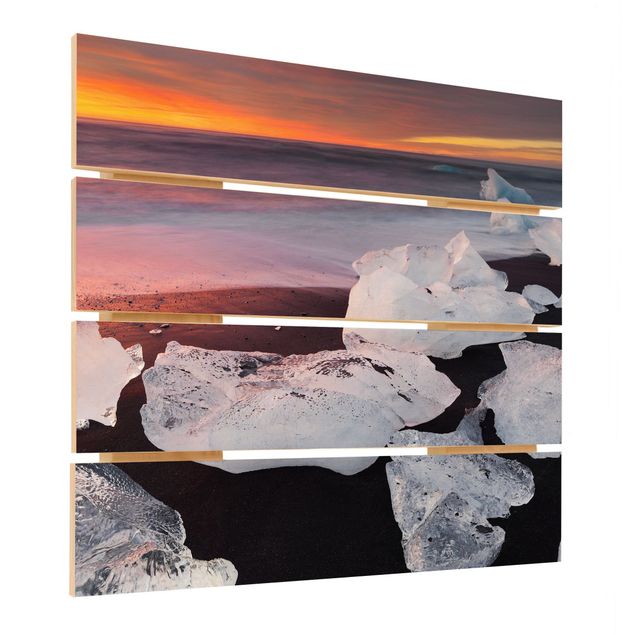 Houten schilderijen op plank Chunks Of Ice Jökulsárlón Iceland