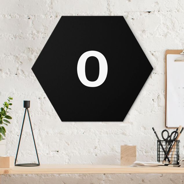 Hexagons Aluminium Dibond schilderijen Letter Black O