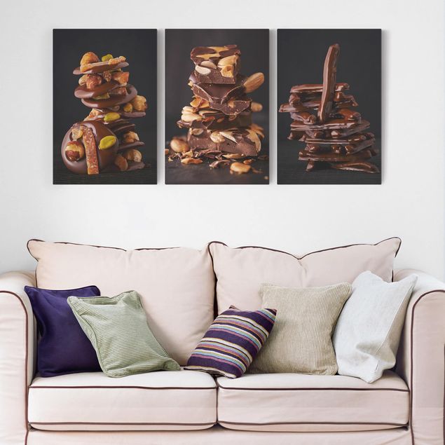 Canvas schilderijen - 3-delig A stack of chocolate