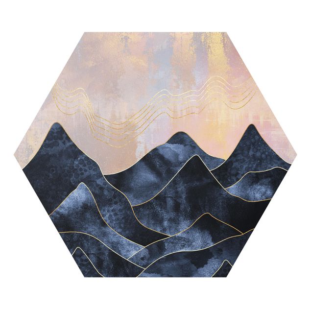 Hexagons Forex schilderijen Golden Dawn Over Mountains