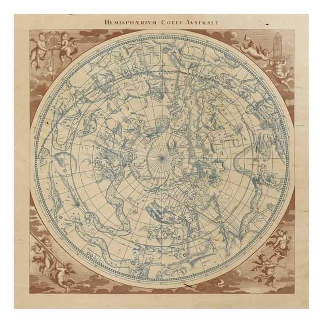 Houten schilderijen Vintage Star Map Southern Hemissphere
