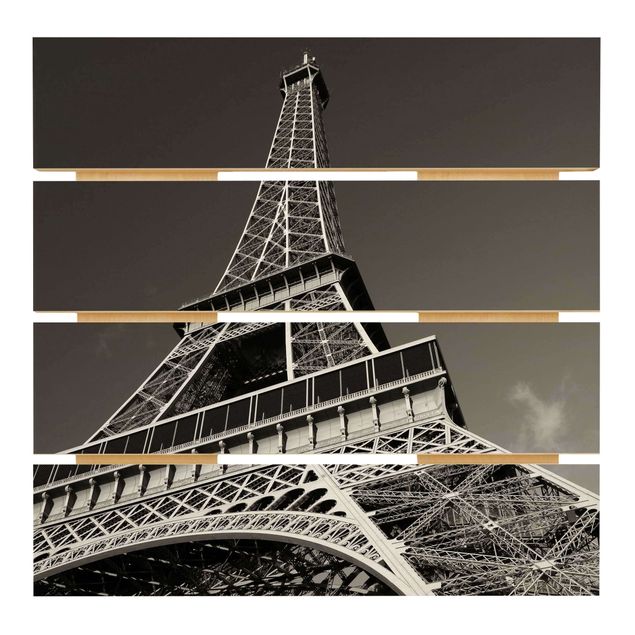 Houten schilderijen op plank Eiffel tower