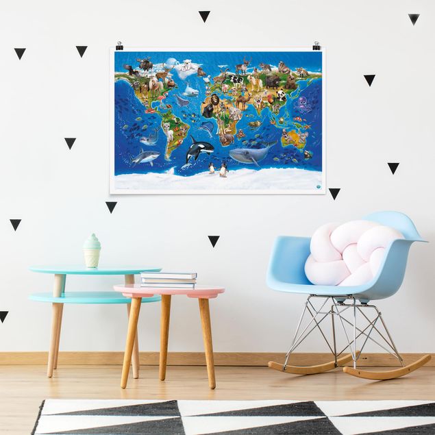 Posters Animal Club International - World Map With Animals