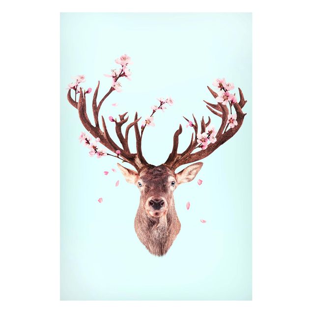 Magneetborden Deer With Cherry Blossoms