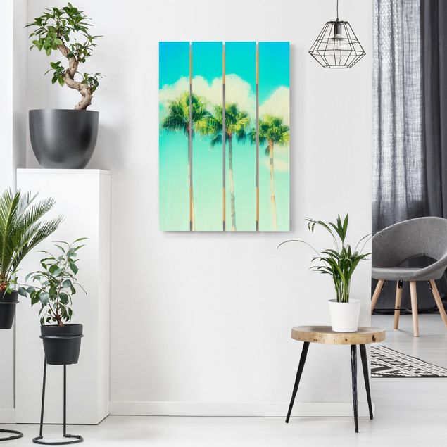 Houten schilderijen op plank Palm Trees Against Blue Sky